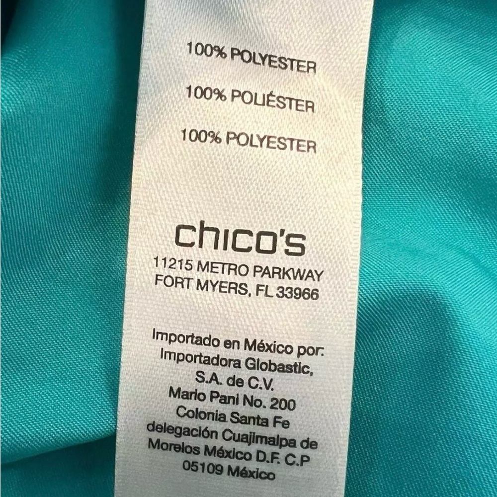 Chico’s Aqua Blue Teal Ruched Sleeve Satin Femme Moto Jacket Size 0 Bomber Biker - Picture 10 of 10
